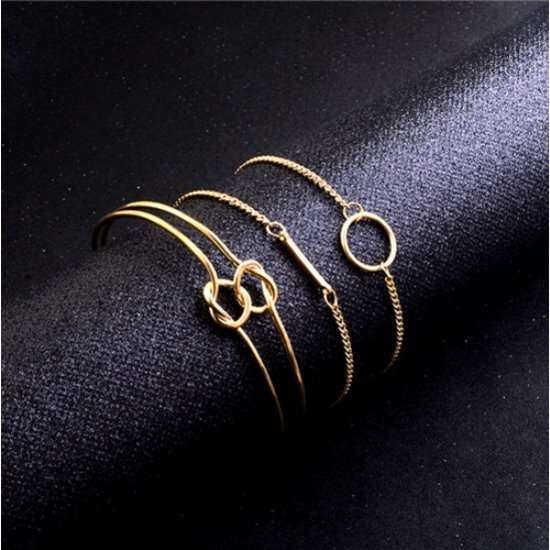 18K Gold Plated Crystal Bracelets Set M02296