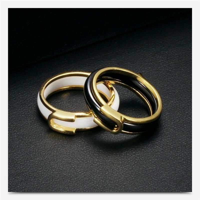 316L Stainless Steel 18K Gold Plated Couple Rings Jewelry Set M02317