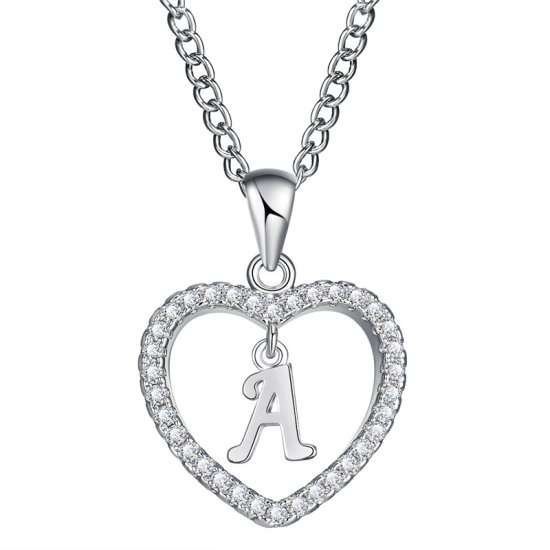 925 Silver Plated Crystal Letter Necklace M02285
