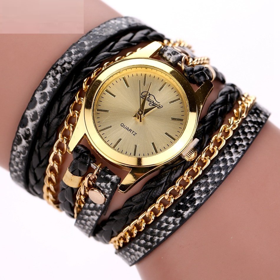 Duoya Fashion Quartez Black Women Watch M01853