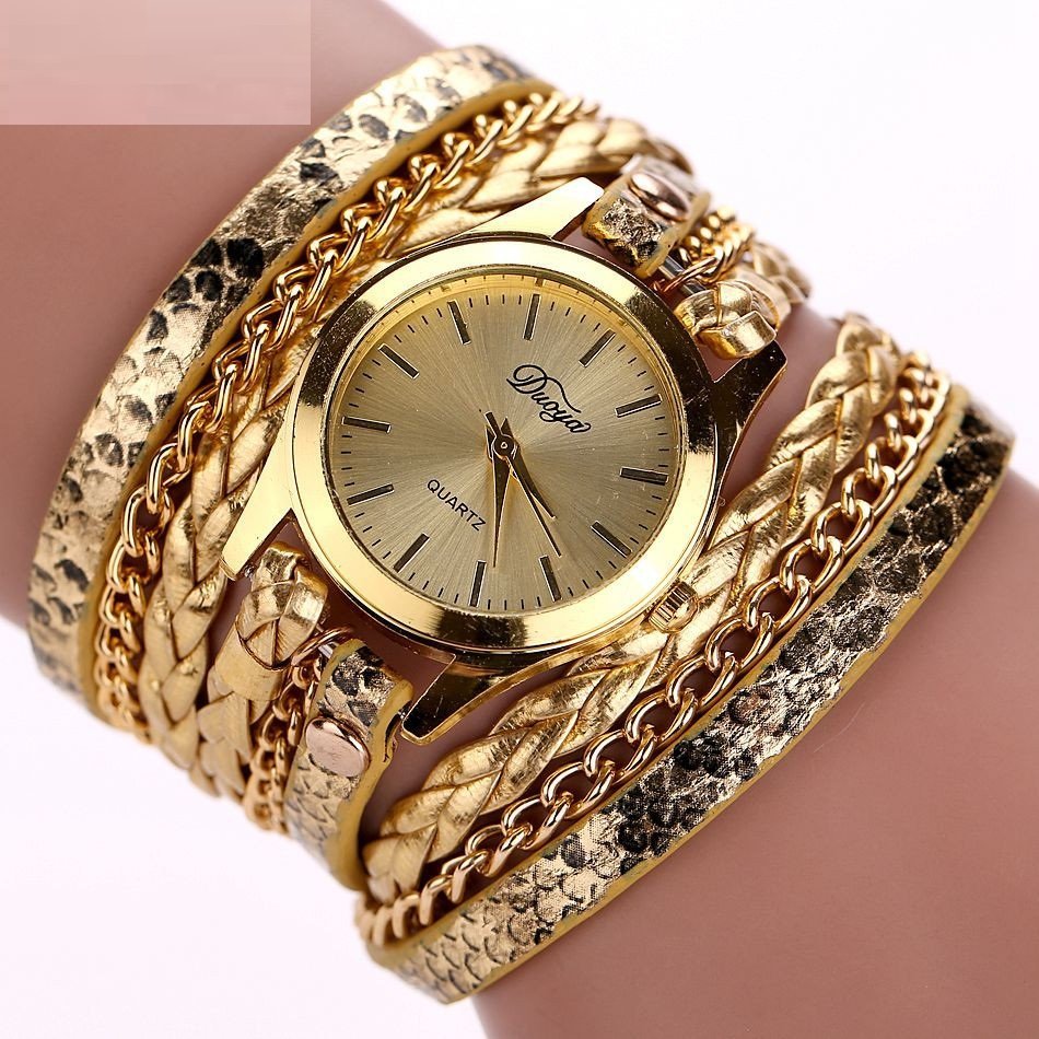 Duoya Fashion Quartez Gold Women Watch M01849