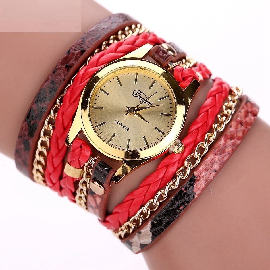 Duoya Fashion Quartez Red Women Watch M01851