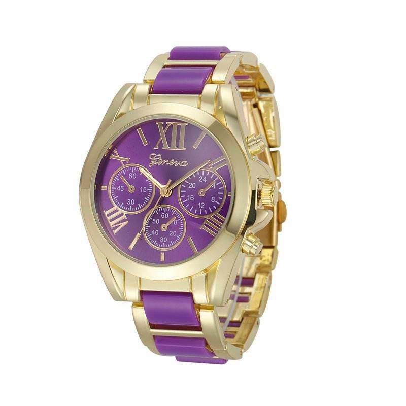 Geneva Stainless Steel Original Geneva Purple Watch M01821