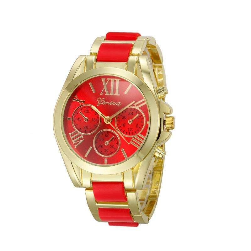 Geneva Stainless Steel Original Geneva Red Watch M01822