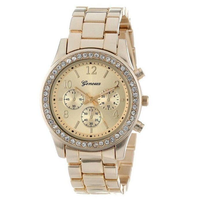 Geneva Stainless Steel Rhinestone Crystals Original Geneva Gold Watch M01831