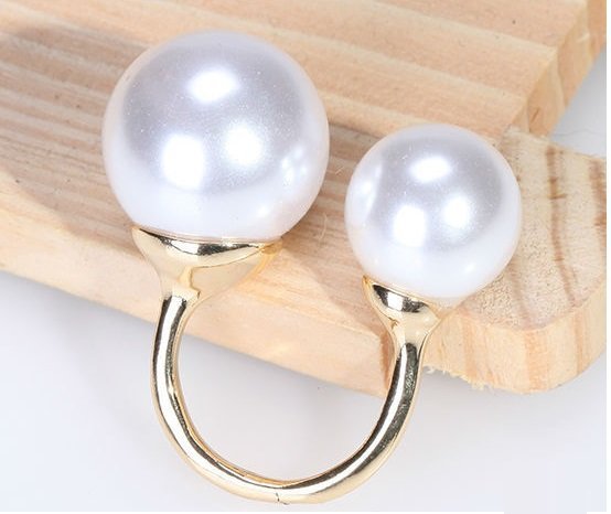 1.8cm and 1.4cm Pearls Beads Gold Plated Fashion Ring M01418