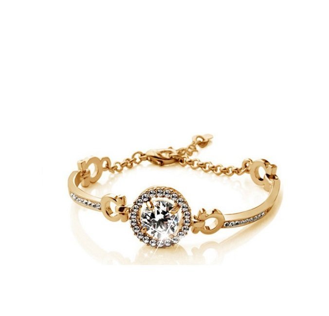 14K Gold Plated Swiss Cubic Zirconia Diamond Hearts and Arrows 3.5 Carat CZ Bracelet M01249