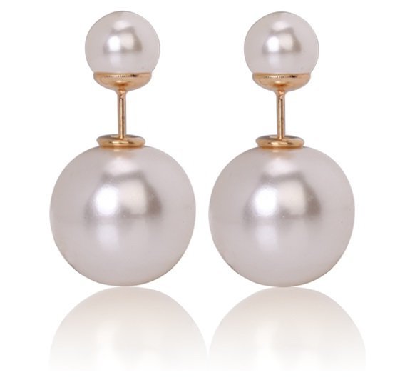 15mm Pearl Beads Gold Plated Fashion Stud Matte Earrings M01429