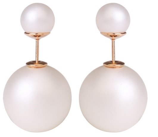 15mm Pearl Beads Gold Plated Fashion Stud Matte White Earrings M01427