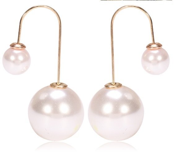 15mm and 8mm Pearls Beads Gold Plated Copper Hook Fashion Earrings M01411