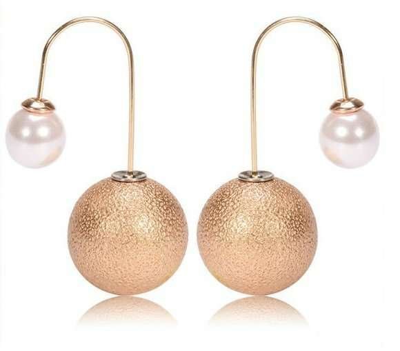 15mm and 8mm Pearls Beads Gold Plated Copper Hook Gold Fashion Earrings M01410