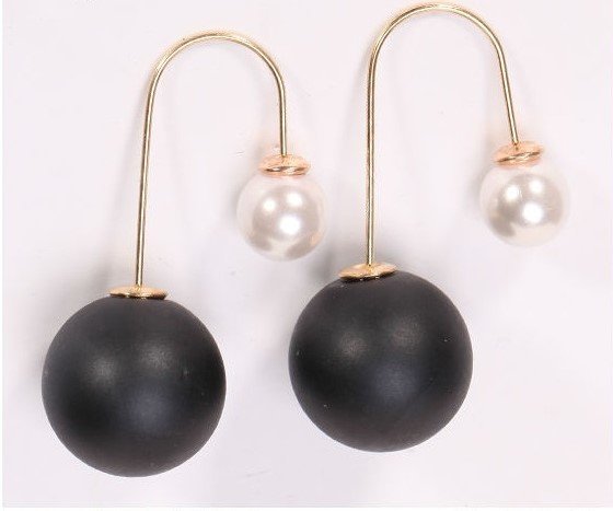 15mm and 8mm Pearls Beads Gold Plated Copper Hook Matte White Fashion Earrings M01412