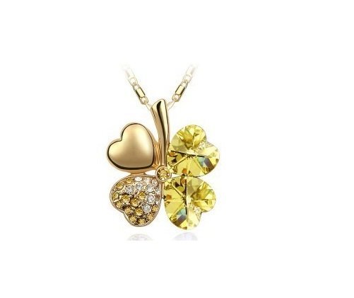 18K Gold Plated 4 Leaf Yellow Necklace M02230