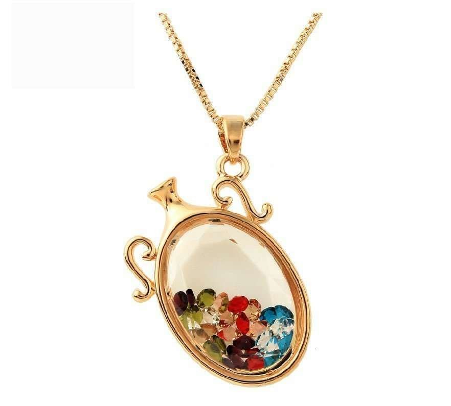 18K Gold Plated Austrian Crystal Bottle Necklace M02100