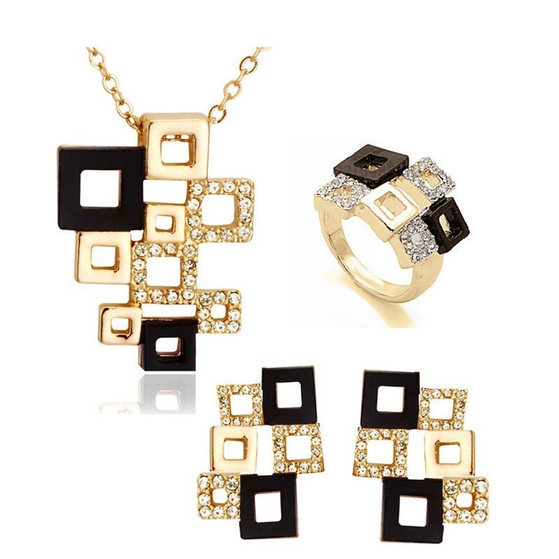 18K Gold Plated Austrian Crystal Enamel Jewellery Set M01670