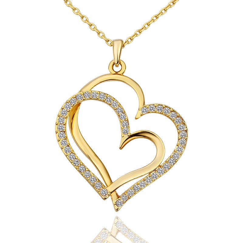 18K Gold Plated Austrian Crystal Heart Necklace M00874