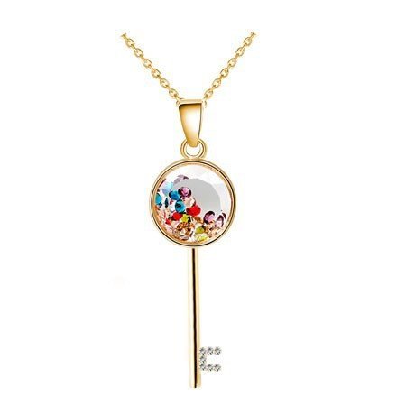 18K Gold Plated Austrian Crystal Key Necklace M01663