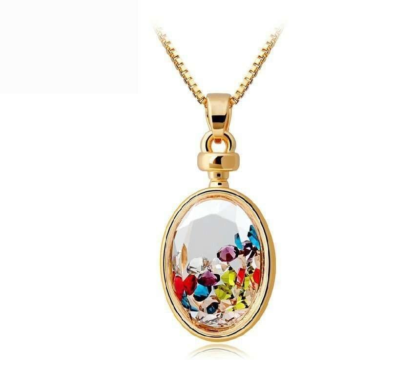 18K Gold Plated Austrian Crystal Oval Necklace M02101