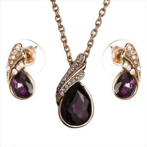 18K Gold Plated Austrian Crystal Purple Jewelry Set M02136