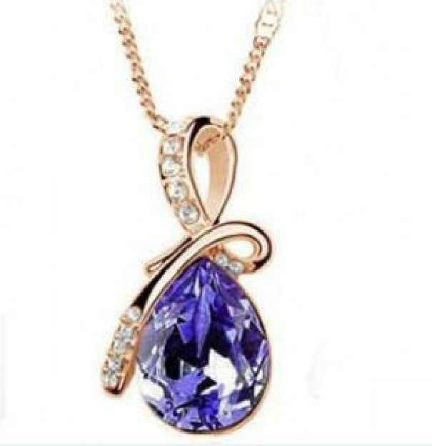 18K Gold Plated Austrian Crystal Purple Necklace M02172