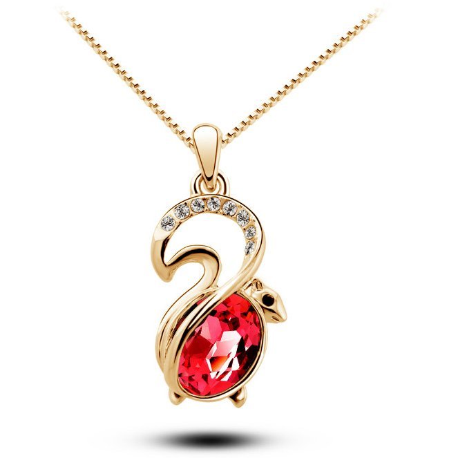 18K Gold Plated Austrian Crystal Red Necklace M00998