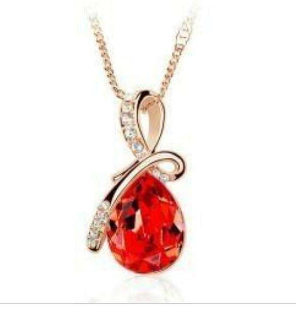 18K Gold Plated Austrian Crystal Red Necklace M02169