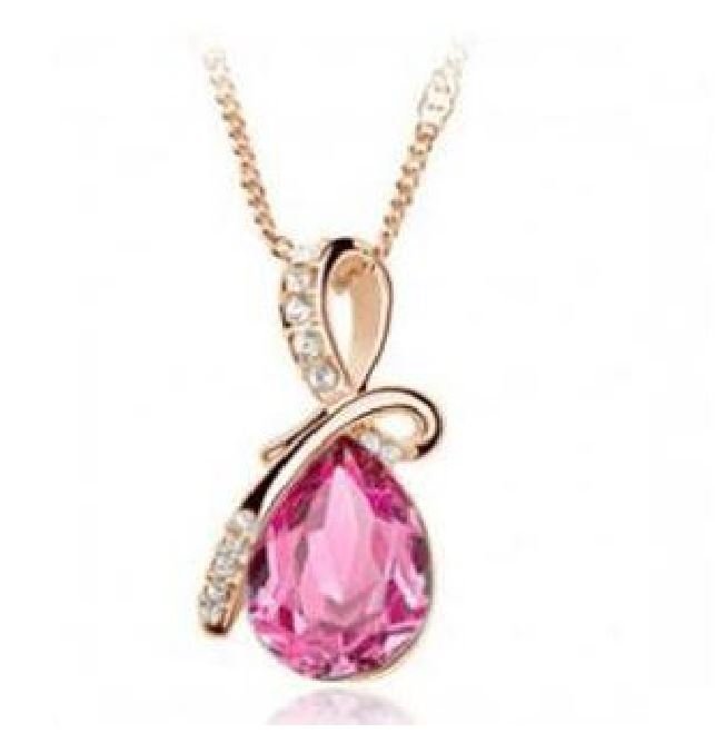 18K Gold Plated Austrian Crystal Rose Necklace M02168