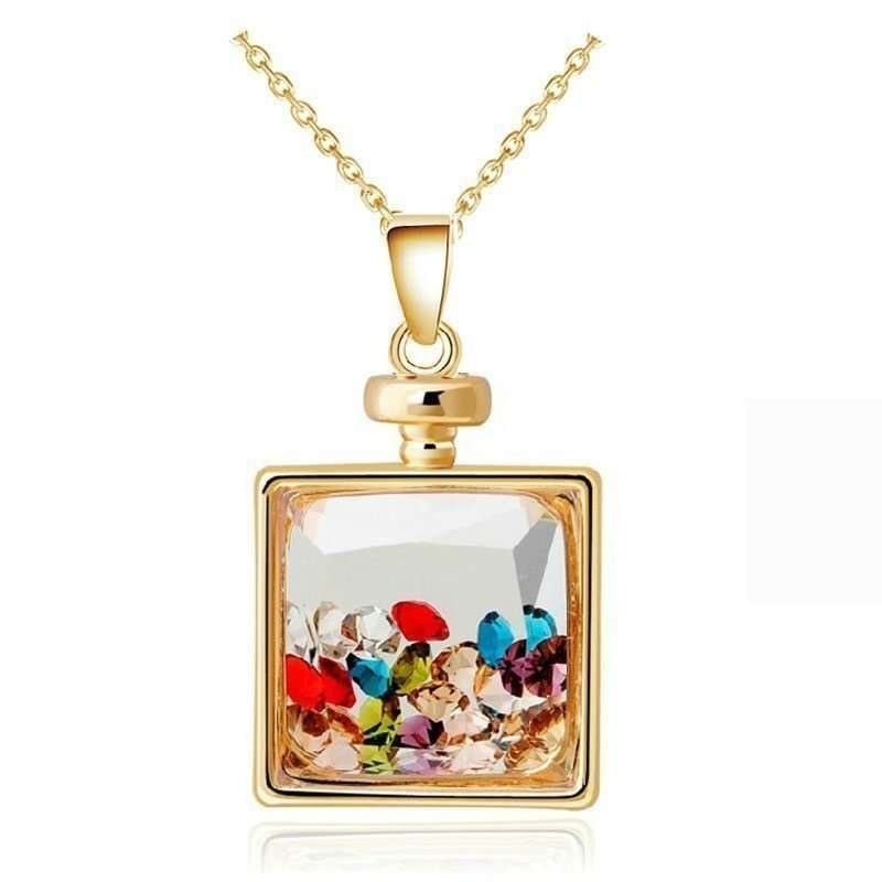 18K Gold Plated Austrian Crystal Square Necklace M02099