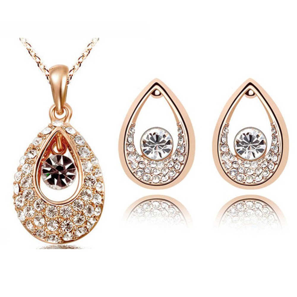 18K Gold Plated Austrian Crystal Tear Jewelry Set M02085