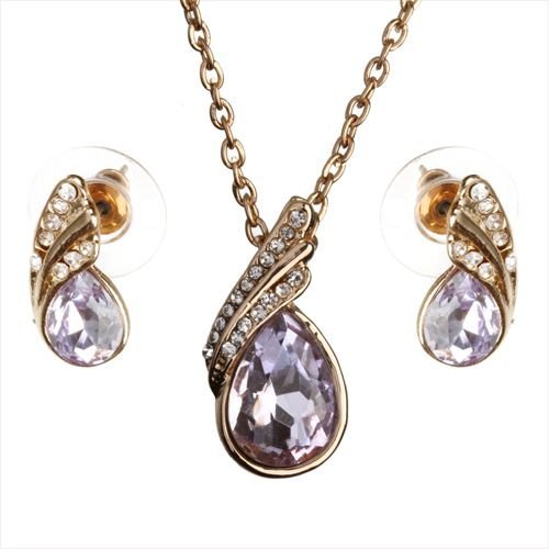 18K Gold Plated Austrian Crystal Violet Jewelry Set M02137