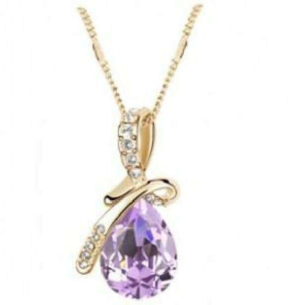18K Gold Plated Austrian Crystal Violet Necklace M02170