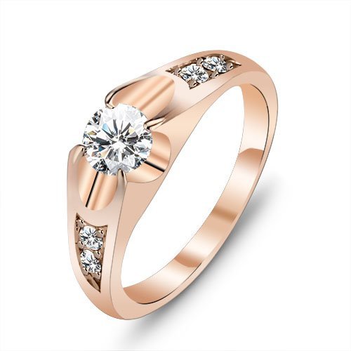 18K Gold Plated Austrian Crystal Wedding Ring M00858