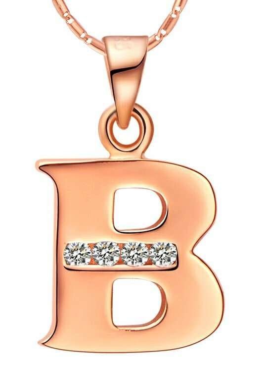 18K Gold Plated B Letter Rhinestone Necklace M00739
