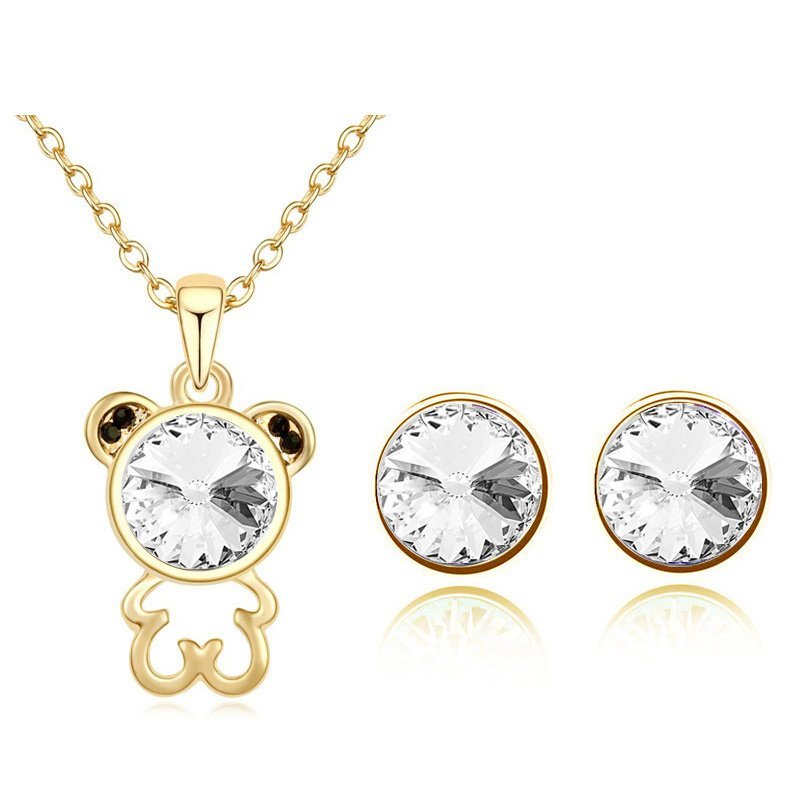 18K Gold Plated Bear Austrian Crystal Jewelry Set M00952