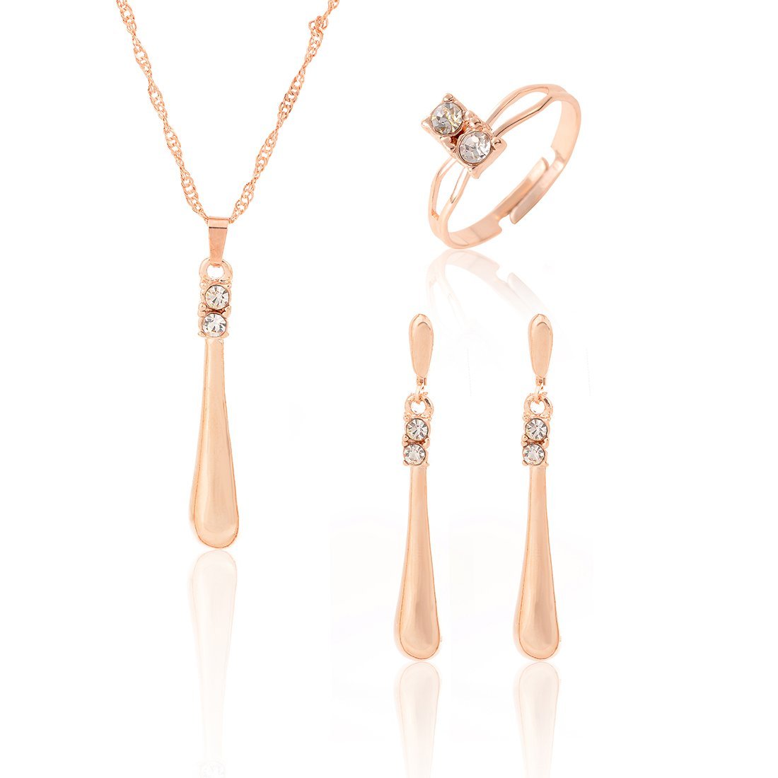 18K Gold Plated Clear Crystals Water drop Jewelry Set M01219