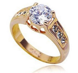 18K Gold Plated Cubic Zirconia Wedding Ring M00717