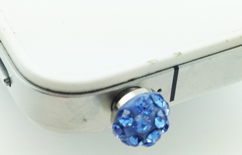 18K Gold Plated Disco Ball Shamballa Crystal Blue 3.5 mm Dust Plug M00785