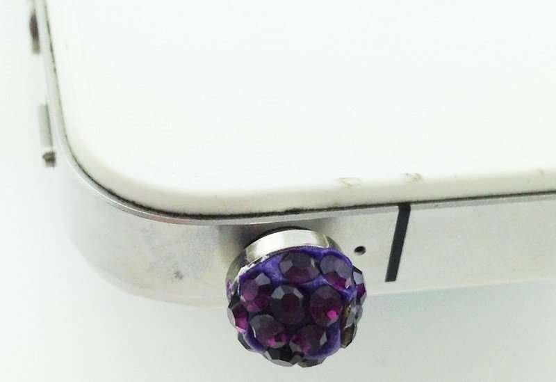 18K Gold Plated Disco Ball Shamballa Purple 3.5 mm Dust Plug M00784