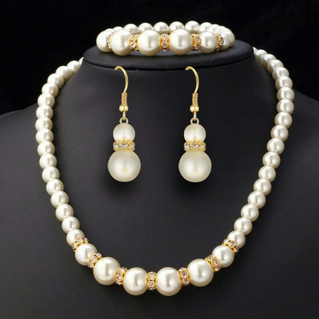 18K Gold Plated Fresh Pearls Jewelry Set M01627