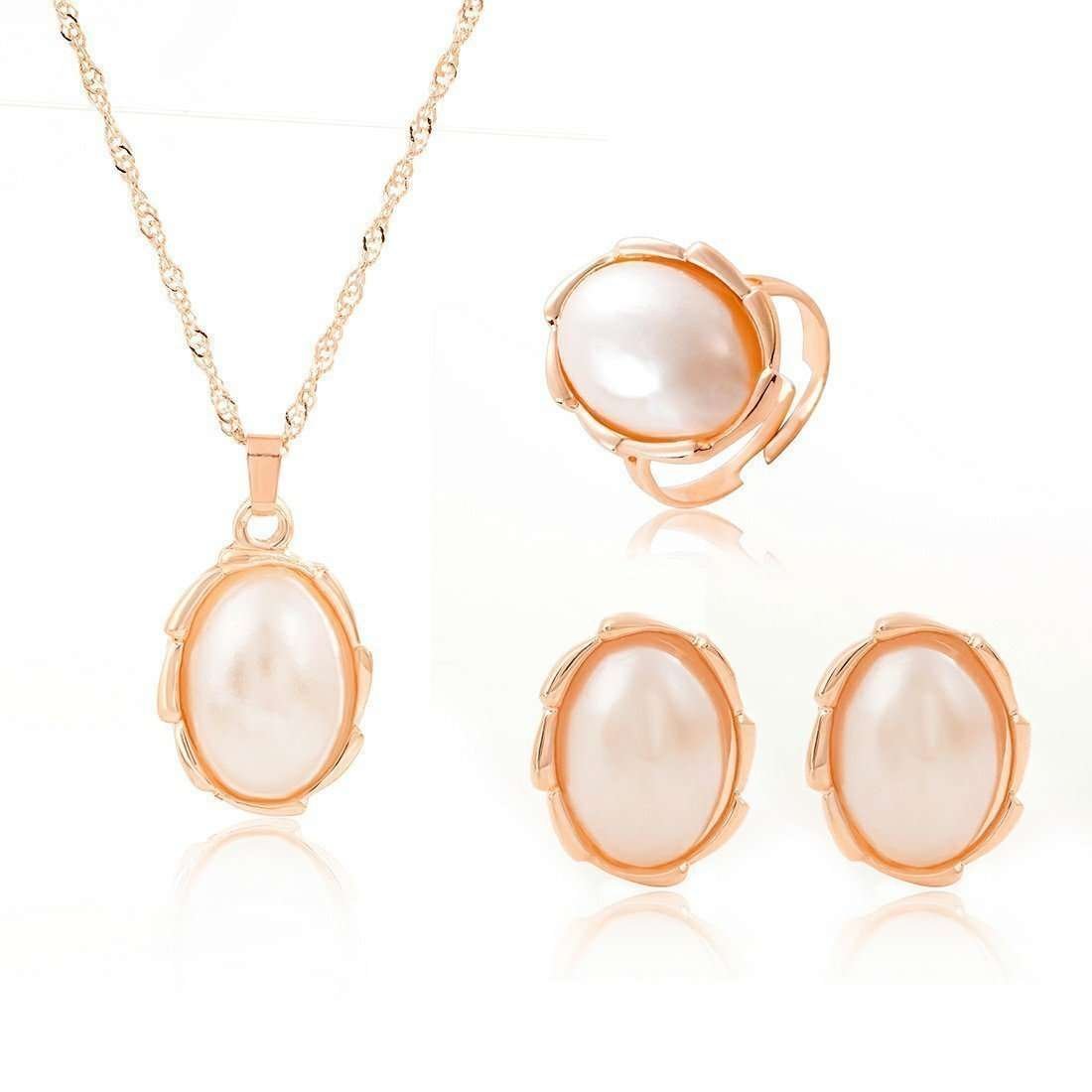 18K Gold Plated Freshwater Pearl Jewelry Set M01209