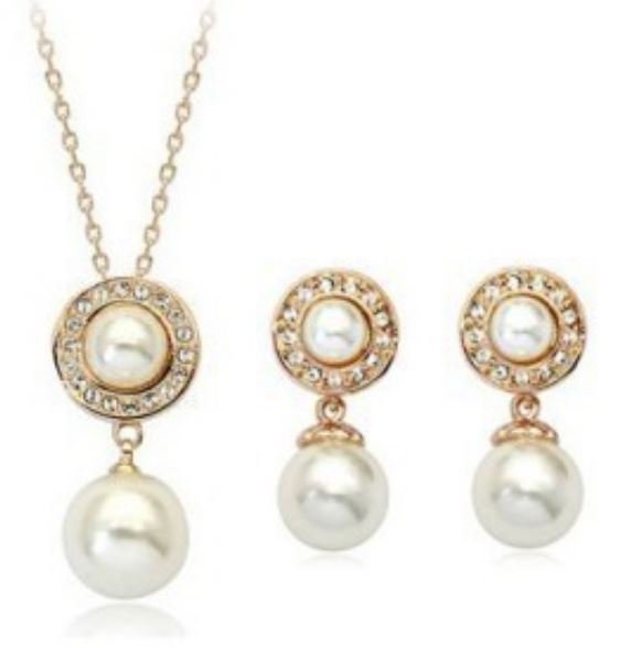 18K Gold Plated Freshwater Pearls Jewelry Set M01235