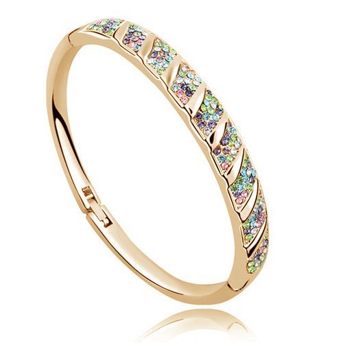 18K Gold Plated Full Rhinestone MultiColor Bracelet M00703