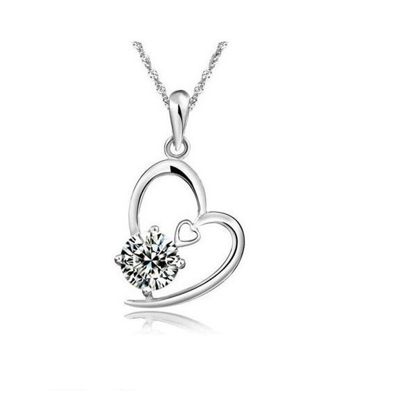 18K Gold Plated Heart True Love Crystal Necklace M00590