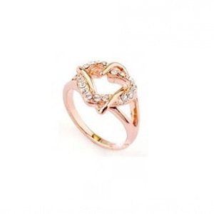 18K Gold Plated Hearts Austrian Crystals Ring M00875
