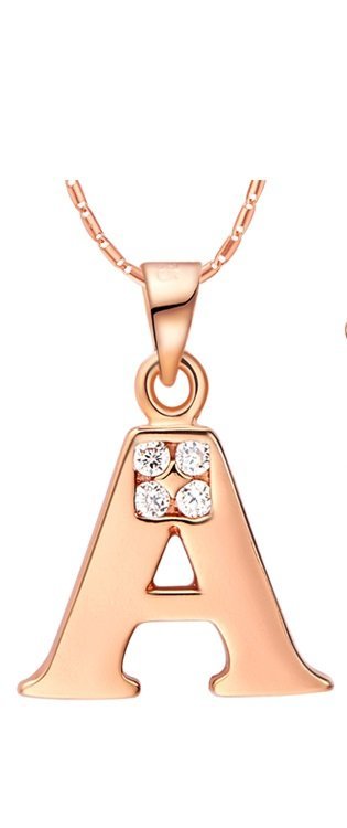 18K Gold Plated Letter A Zirconia Stones Necklace M00912