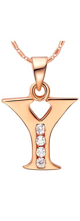 18K Gold Plated Letter Y Zirconia Stones Necklace M00934