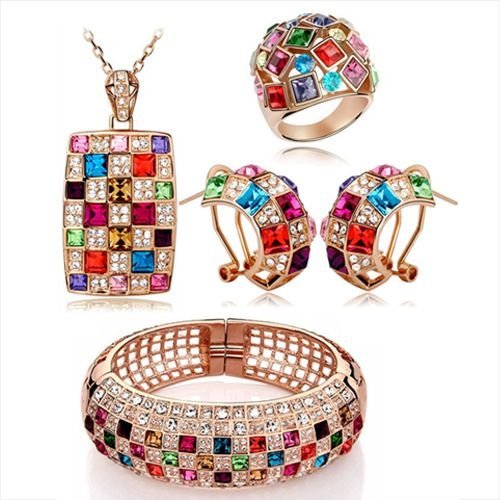 18K Gold Plated Multicolor Swarovski Elements Jewlery Set M00884