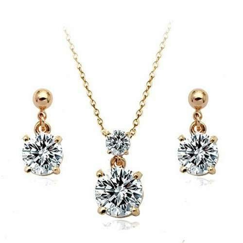 18K Gold Plated Nickel Free Zircon Crystal Jewelry Set M01124
