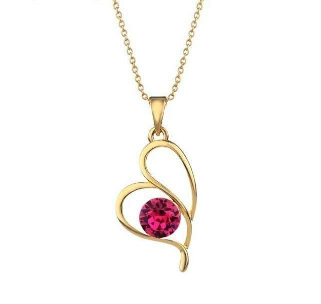 18K Gold Plated Original Swarovski Red Necklace M02130