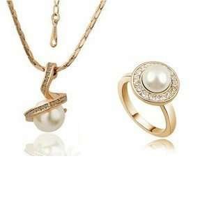 18K Gold Plated Pearls Jewelry Set M02066